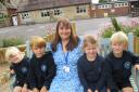 New headteacher Alana Walch with pupils at Brinkworth Earl Danby’s School