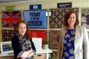 Susan Leaver and Rebecca Wilson of The Turtle Mat Company at the prize-winning Chelsea Flower Show stand