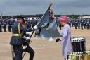 HRH Queen Elizabeth presents the RAF with colours to mark its 90th anniversary