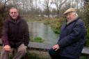 Cllrs John Brailey and Roger Sleeman by the blocked Thames flood defence near Somerford Keynes