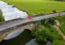 Aerial shot of the damage on the Halfpenny Bridge in Lechlade