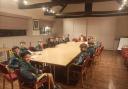 Malmesbury mayor Gavin Grant with Malmesbury Scouts at a mock town council meeting
