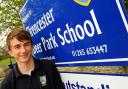 Olympic torchbearer Year 10 student Jake Ashton outside Cirencester Deer Park School