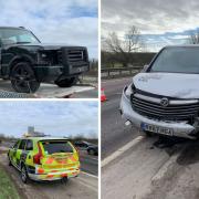 Lucky escape for drivers after A419 crash between Land Rover and Vauxhall