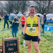 Susan Hunt after completing the Gloucester Half Marathon