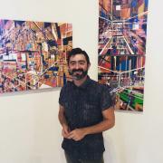 Abstract Portuguese artist Joao Trindade is currently exhibiting in Uley