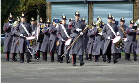 The Band of the Royal Logistic Corp perform during the parade