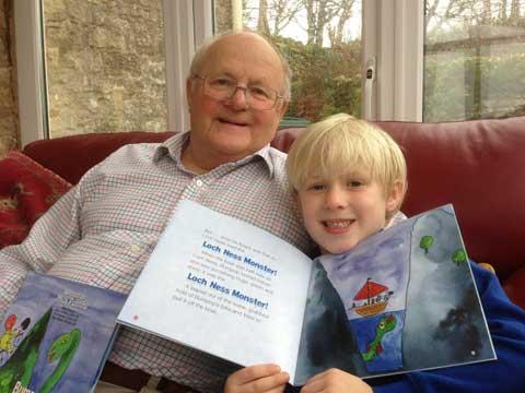 Mick Ponting and grandson Fred with their book Bumpop and the Loch Ness Monster