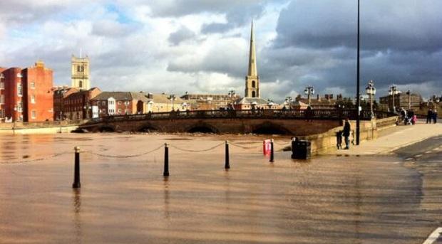 Swamped: floods hit Worcester (pic by Mark Regan)