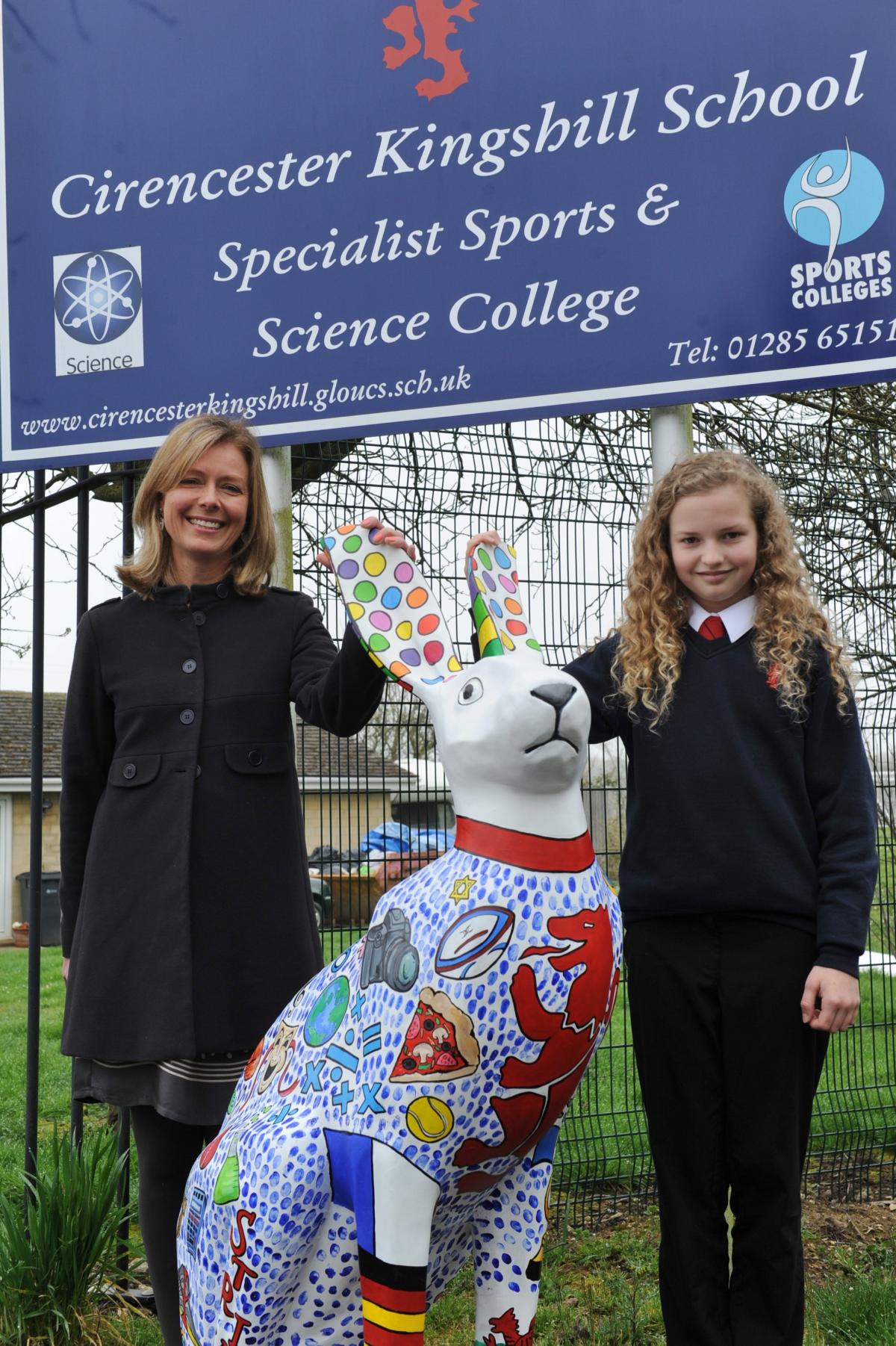 Head of Art Ruth Vine and designer Holly Elphick with Harry, King of the Hill at Kingshill School