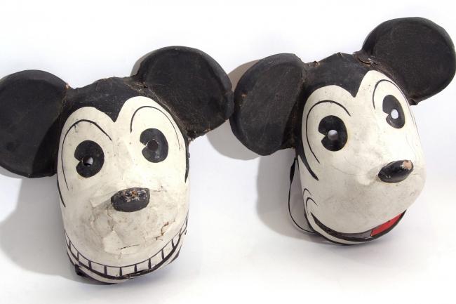 Two rare 1930s Mickey Mouse masks that were made in Germany