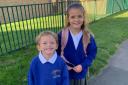 Lucas Wynn, 6, is joined by his big sister Maci, 7, on his first day at Stonehouse's Park Junior School