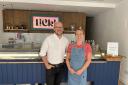 Kit and Leigh inside LICK Gelato Bar in Cricklade Street, Cirencester