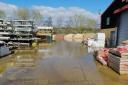 The submerged yard at Buildbase Malmesbury in April