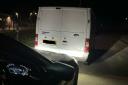The Ford Transit van which was stopped by police officers on the M4 this morning