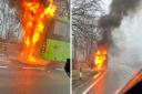 Photos of the IGO Bus on fire taken by Jo Welch and David Reach from RCH100 (www.rch100.co.uk)
