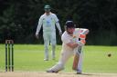 Action shot of Tom Febry as Chipping Sodbury emerge 174-run victors at home to Frocester 2nds