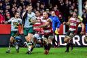 Northampton's George North catches the ball during the Aviva Premiership match at Kingsholm. Picture: Ben Birchall/PAWire