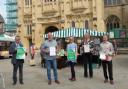 Members of Cirencester Town Council and Cotswold Markets sign the ‘Real Deal’ agreement at Cirencester Market.