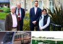 Richard Gunner (Cirencester Community Railway Project), Cllr Tony Berry (Cotswold Conservative Group Leader), Rob Weaver (Chief Executive of Cotswold District Council) and Cllr Rachel Coxcoon (Cabinet Member for Climate Change and Forward Planning)