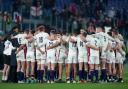 England players in a group huddle after the Guinness Six Nations match at Stadio Olimpico in Rome, Italy last week.  Picture: PA