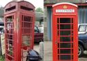Before and after the phone box was restored