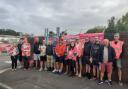 Postal workers on strike in Newport over pay.