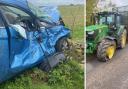 Driver has lucky escape after colliding with tractor 
