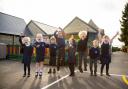 Children outside the new Key Stage 1 classrooms at Ashton Keynes Primary School