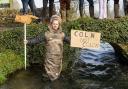Coln Residents Against Pollution protest at the River Coln in Bibury