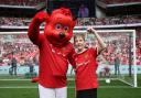 Edward with Man United mascot at FA Cup Final in Wembley Stadium