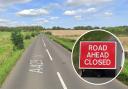 A road near Cirencester has closed after a lorry careered off the road into a field