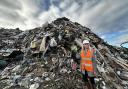 Dr Roz Savage visiting Crapper and Sons Landfill Ltd's 170-acre recycling centre near Royal Wootton Bassett