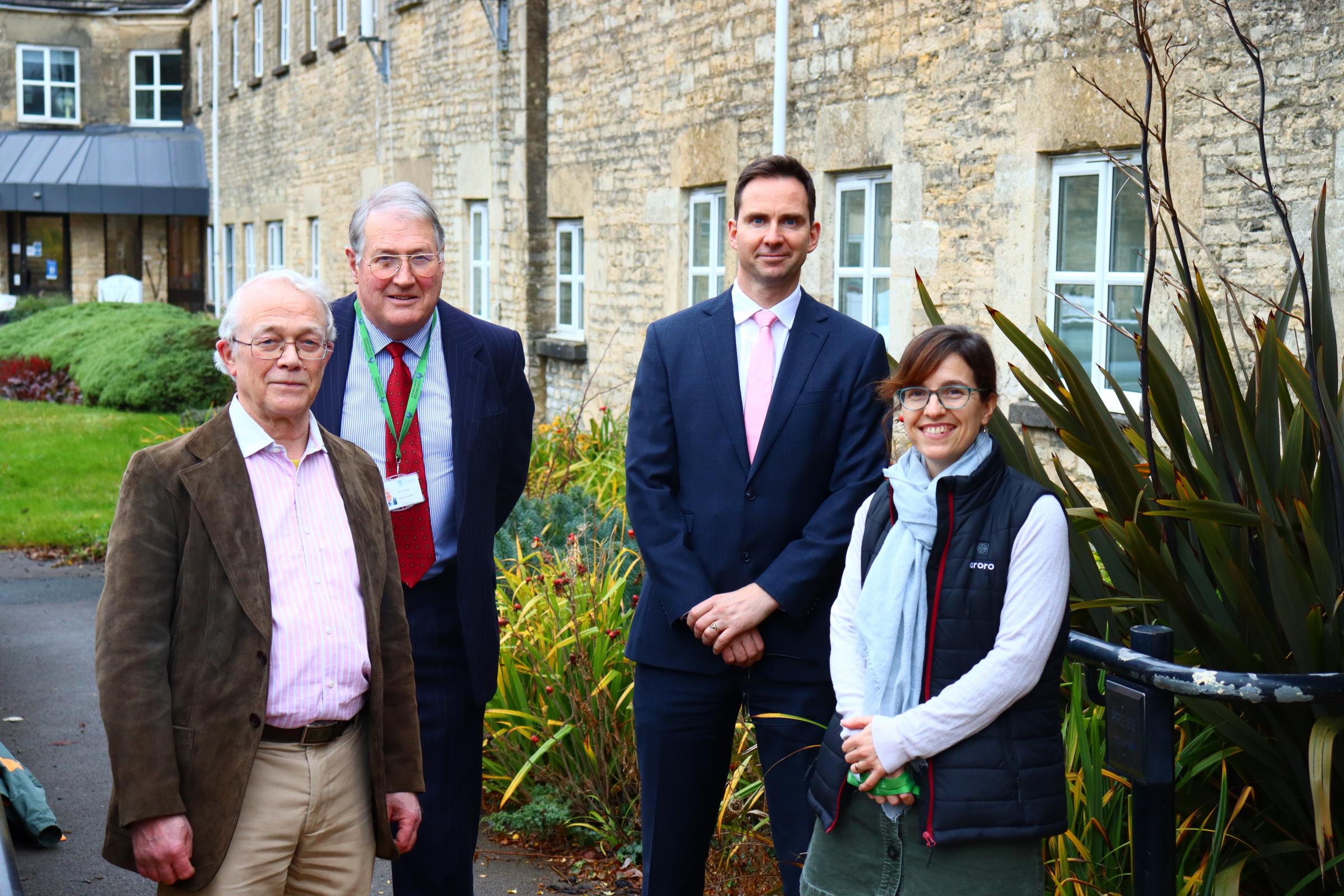 Richard Gunner (Cirencester Community Railway Project), Cllr Tony Berry (Cotswold Conservative Group Leader), Rob Weaver (Chief Executive of Cotswold District Council) and Cllr Rachel Coxcoon (Cabinet Member for Climate Change and Forward Planning)
