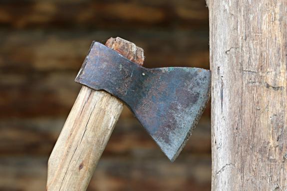 Wilts and Gloucestershire Standard: An axe touching wood. Credit: Canva Wilts and Gloucestershire Standard: An axe touching wood. Credit: Canva