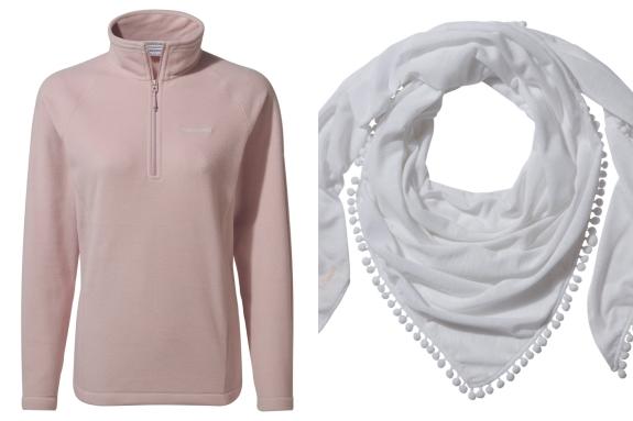 Wilts and Gloucestershire Standard: The Miska IV Half Zip fleece in pink and the NosiLife Florie Scarf, right. Photos via Craghoppers. Wilts and Gloucestershire Standard: The Miska IV Half Zip fleece in pink and the NosiLife Florie Scarf, right. Photos via Craghoppers.
