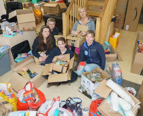 Wilts and Gloucestershire Standard: The hospital team with just some of the donations Wilts and Gloucestershire Standard: The hospital team with just some of the donations