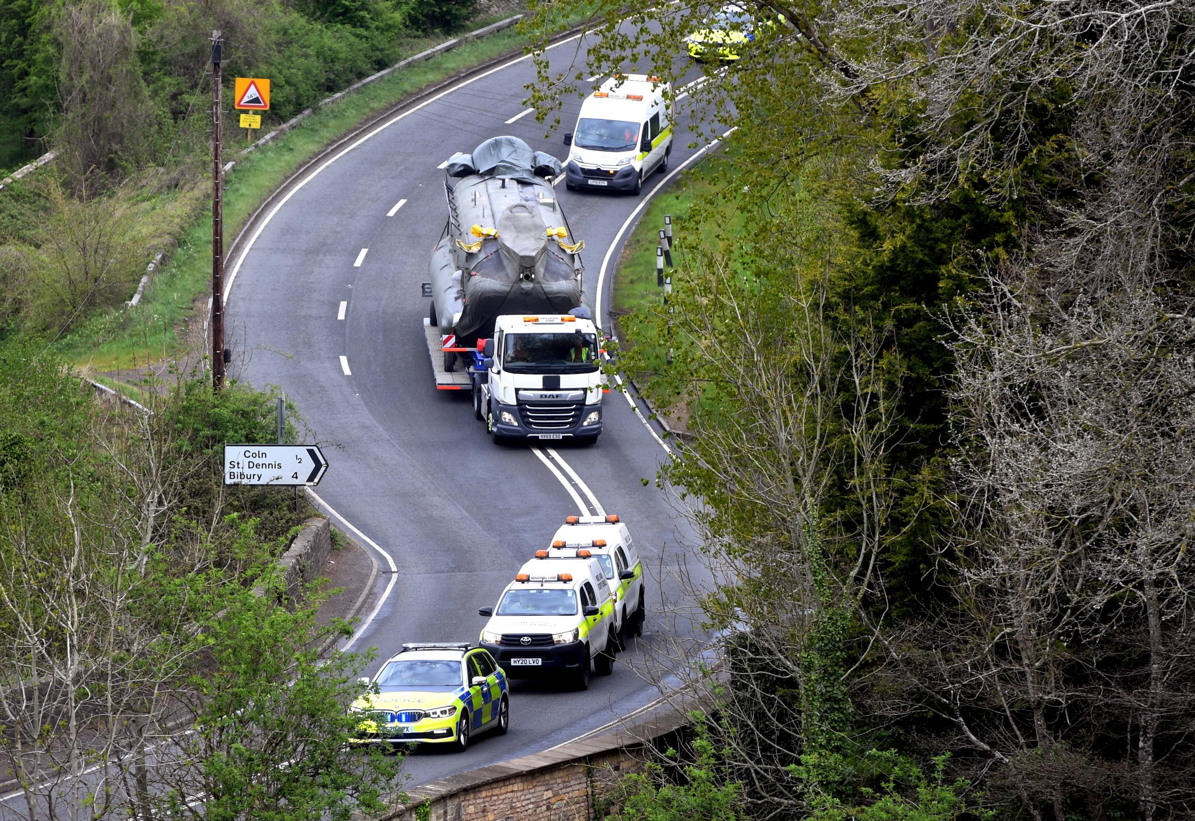 Police escort the RAF Chinook Helicopter. Photo: Paul Nicholls