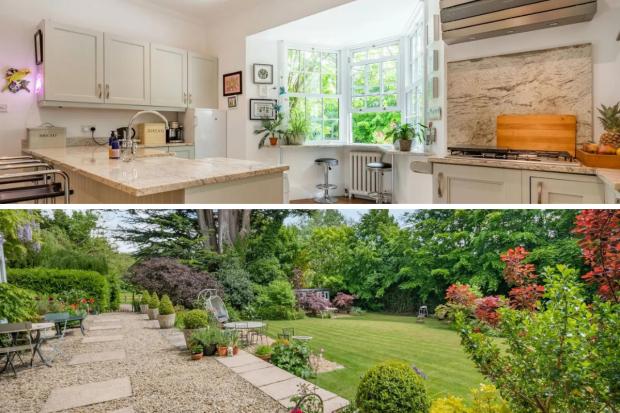 Wilts and Gloucestershire Standard: The kitchen (top) and (bottom) the garden (Zoopla/Canva)