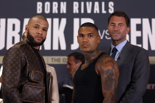 Chris Eubank Jr, left, and Conor Benn during a press conference