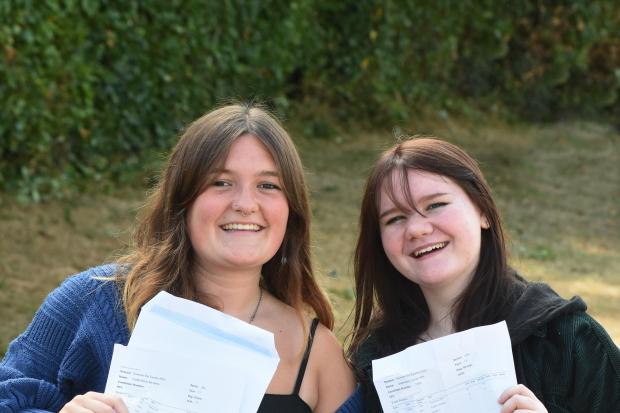 Caitlin McGinty, 18 A*  A  B off to Kings College London to study History and Political Economics and (right) Steph Aris, 18 A B C off to Buckinghamshire University to study Criminology and Psychology. Copyright Photographer Simon Pizzey