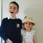 Leo Hopkins, 6 years old, starting Year 2 at Cam Hopton School, and Isla Hopkins, 3 years old, returning to Hopton House Playschool