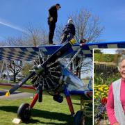 Lyn Mitchell, 90, aboard an AeroSuperBatics plane ready to wing-walk