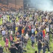 Port Vale fans punch and kick Swindon Town players after play-off win