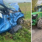 Driver has lucky escape after colliding with tractor 