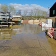 The submerged yard at Buildbase Malmesbury in April
