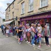 The queue outside Octavia's Bookshop in Cirencester
