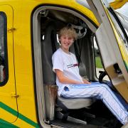 Maxi Bastable in a Wiltshire Air Ambulance helicopter