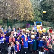 Paternoster School pupils and staff celebrating the Good Ofsted rating
