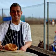 Chef Ethan Rodgers and one of his Yorkshire puddings